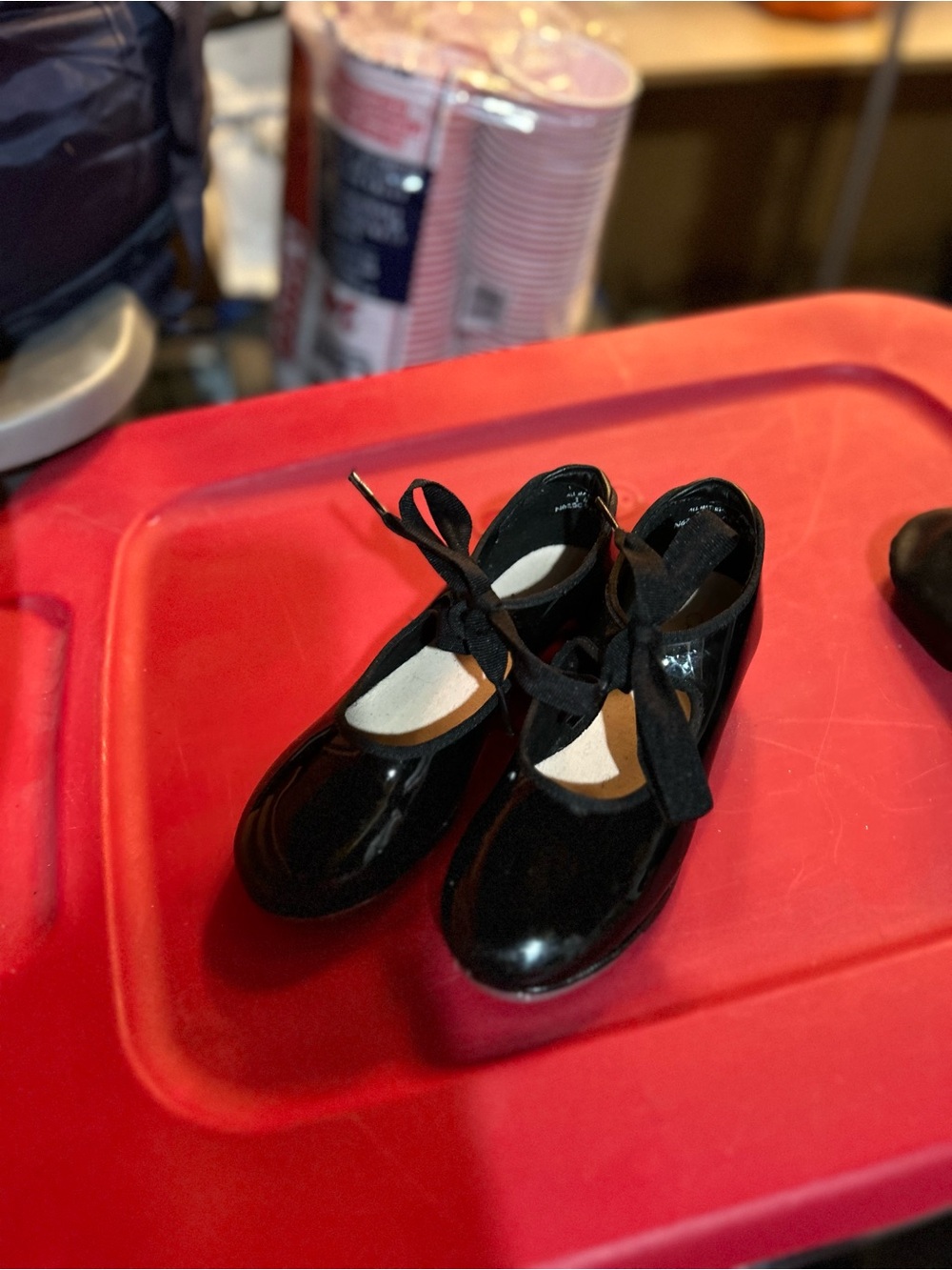 Capezio Black Patent Tap Dance Shoe with Tie